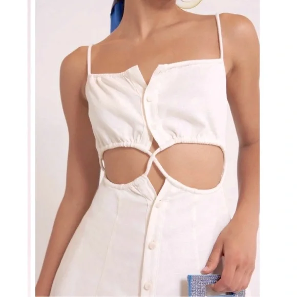 Cult Gaia The Taylor Cut Out Button Linen Mini Dress - Picture 3 of 5